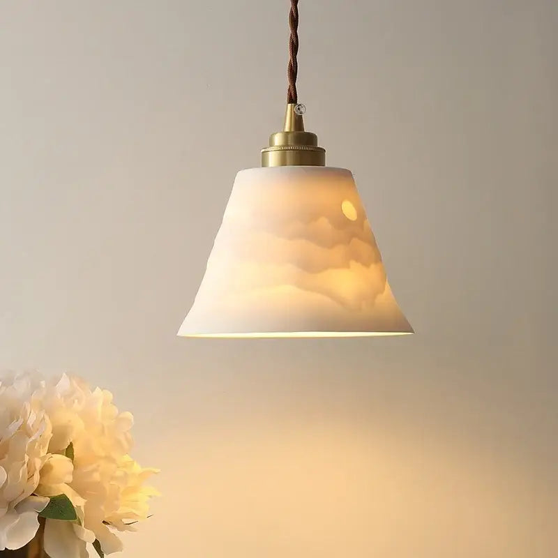 Brass Ceramic LED Pendant Light with Color Modes