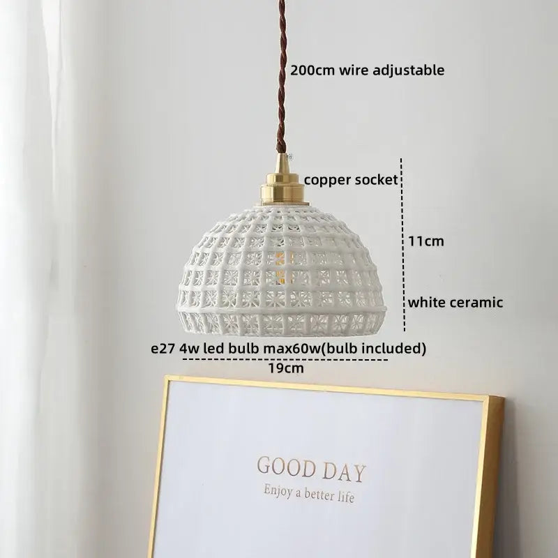 Brass Ceramic LED Pendant Light with Color Modes