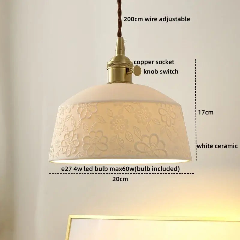 Brass Ceramic LED Pendant Light with Color Modes