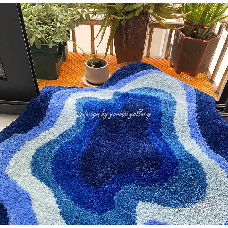 Blue Wavy Geode Rug