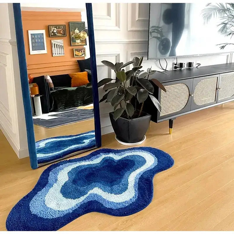 Blue Wavy Geode Rug