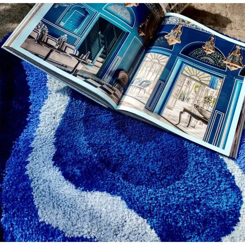 Blue Wavy Geode Rug