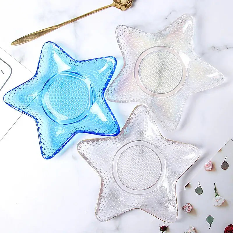 Blue Glass Seashell Dish