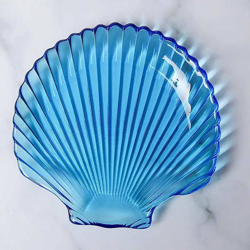 Blue Glass Seashell Dish