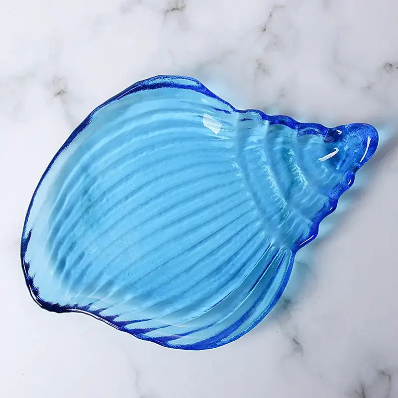Blue Glass Seashell Dish