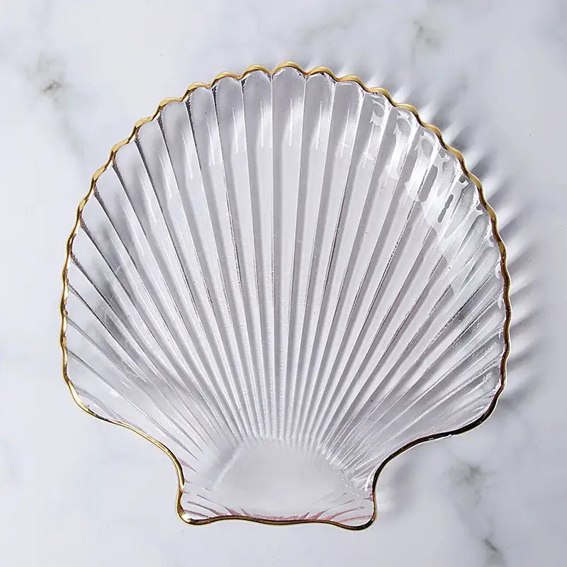 Blue Glass Seashell Dish