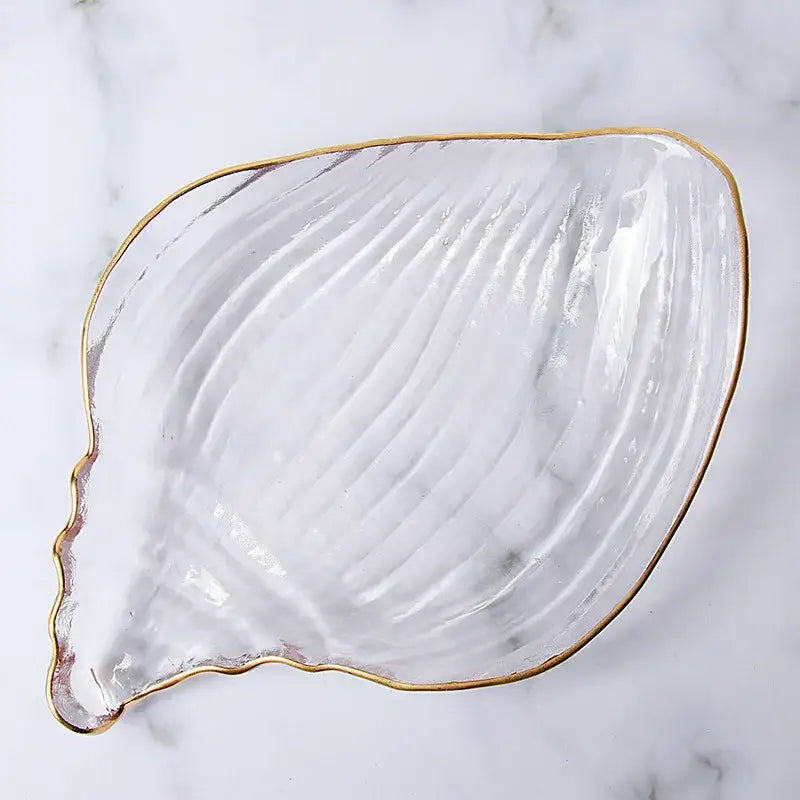 Blue Glass Seashell Dish