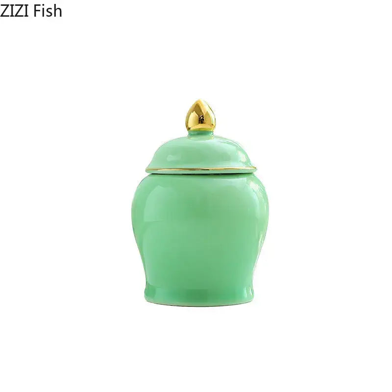 Ceramic Gold Lid Storage Jar