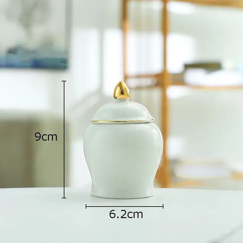 Ceramic Gold Lid Storage Jar