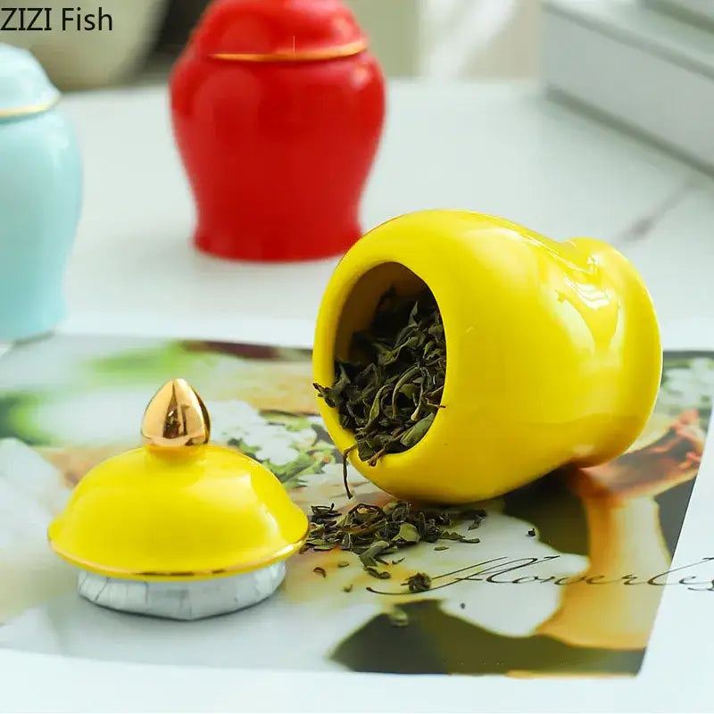 Ceramic Gold Lid Storage Jar