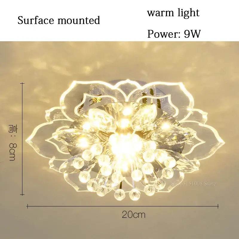 Crystal Flower Ceiling Light Surface-Mounted