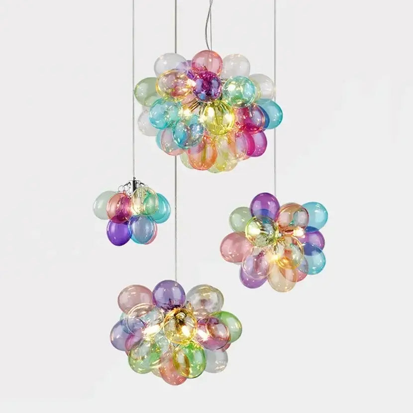 Glass Bubble Chandelier Light with Steel Frame