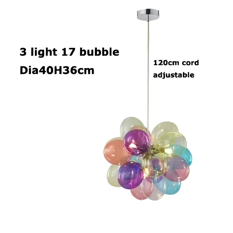 Glass Bubble Chandelier Light with Steel Frame