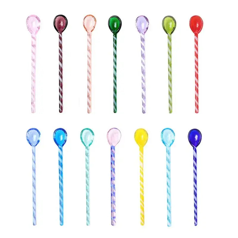 Colorful Glass Stirring Spoons 14-Piece Set