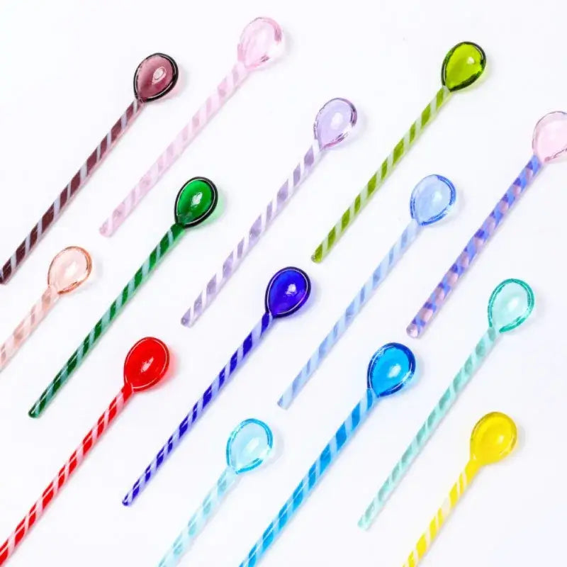 Colorful Glass Stirring Spoons 14-Piece Set