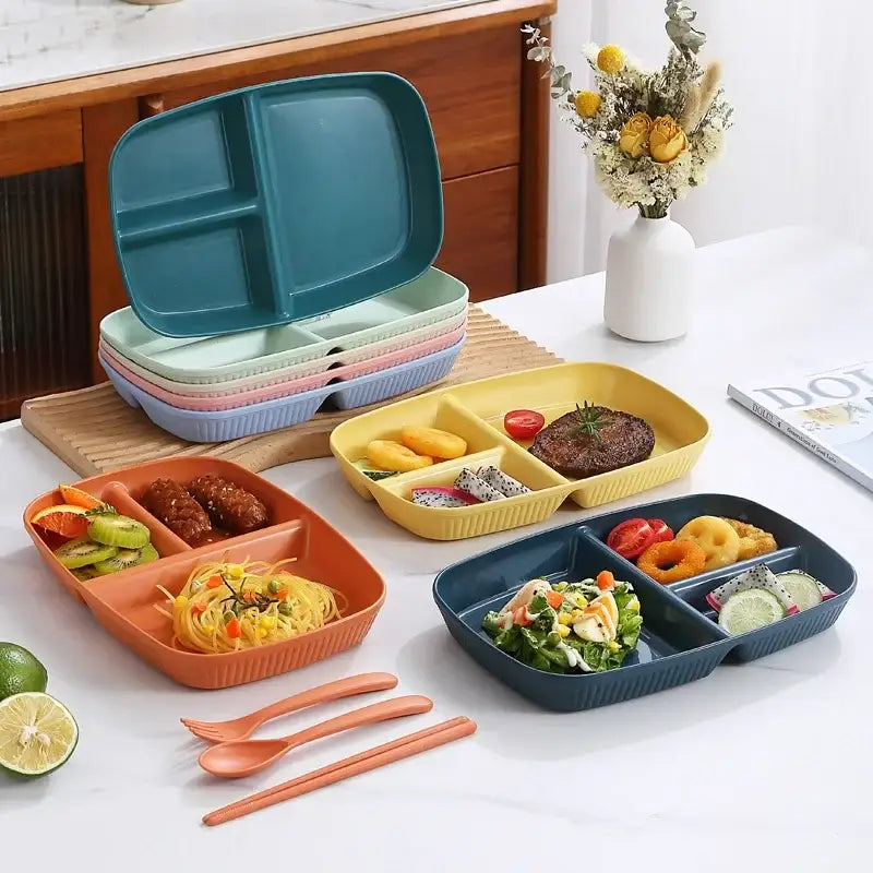 Ribbed Divided Dining Plates