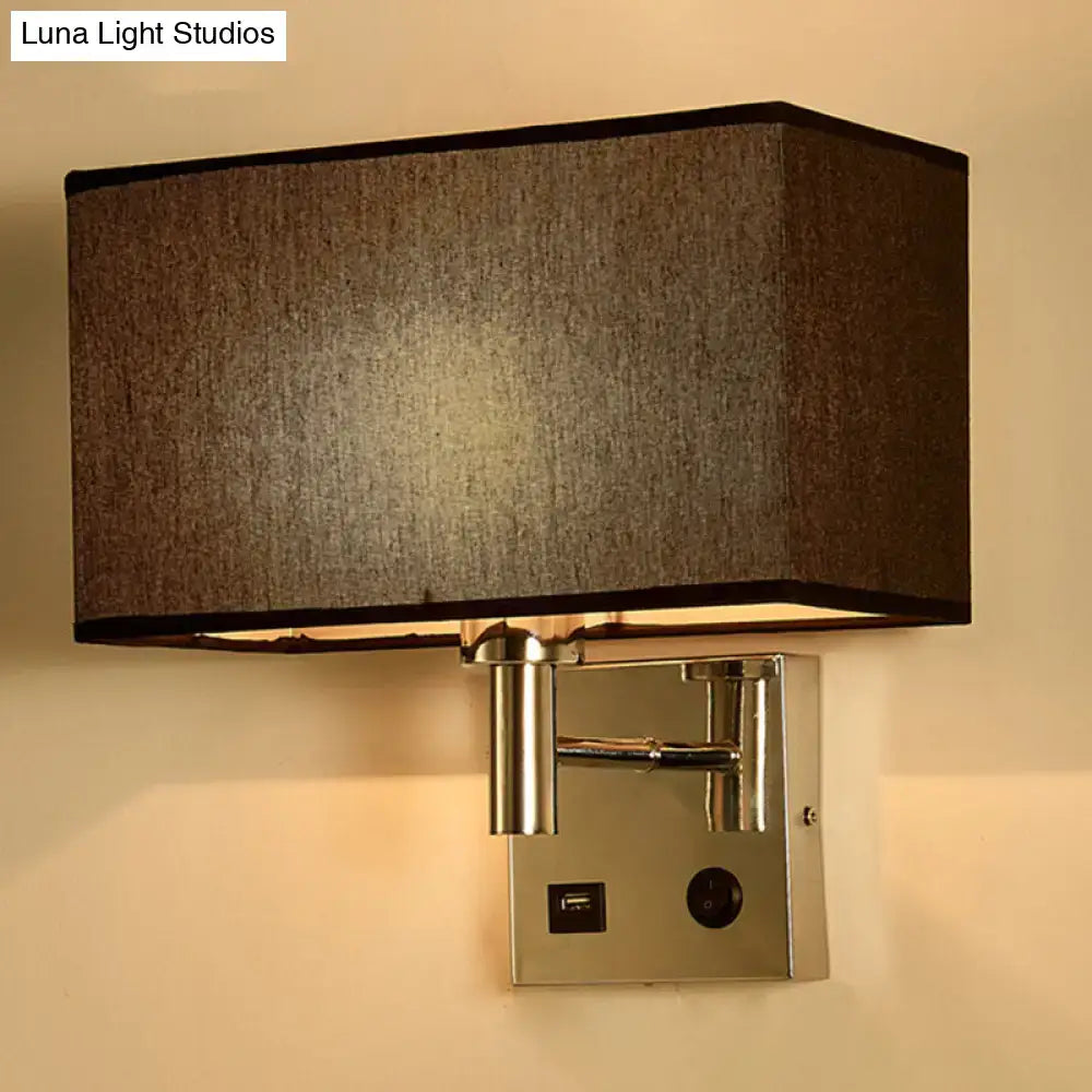 Beige Fabric Adjustable USB Wall Lamp