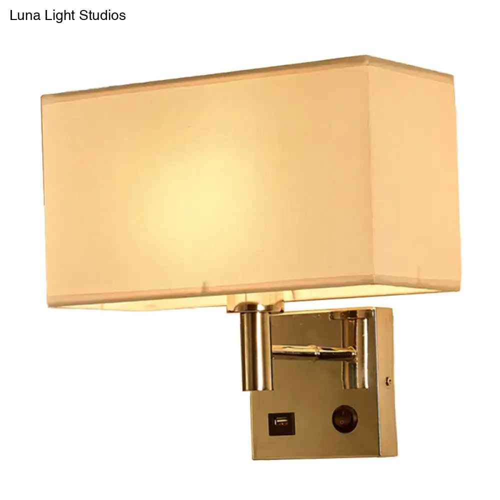 Beige Fabric Adjustable USB Wall Lamp