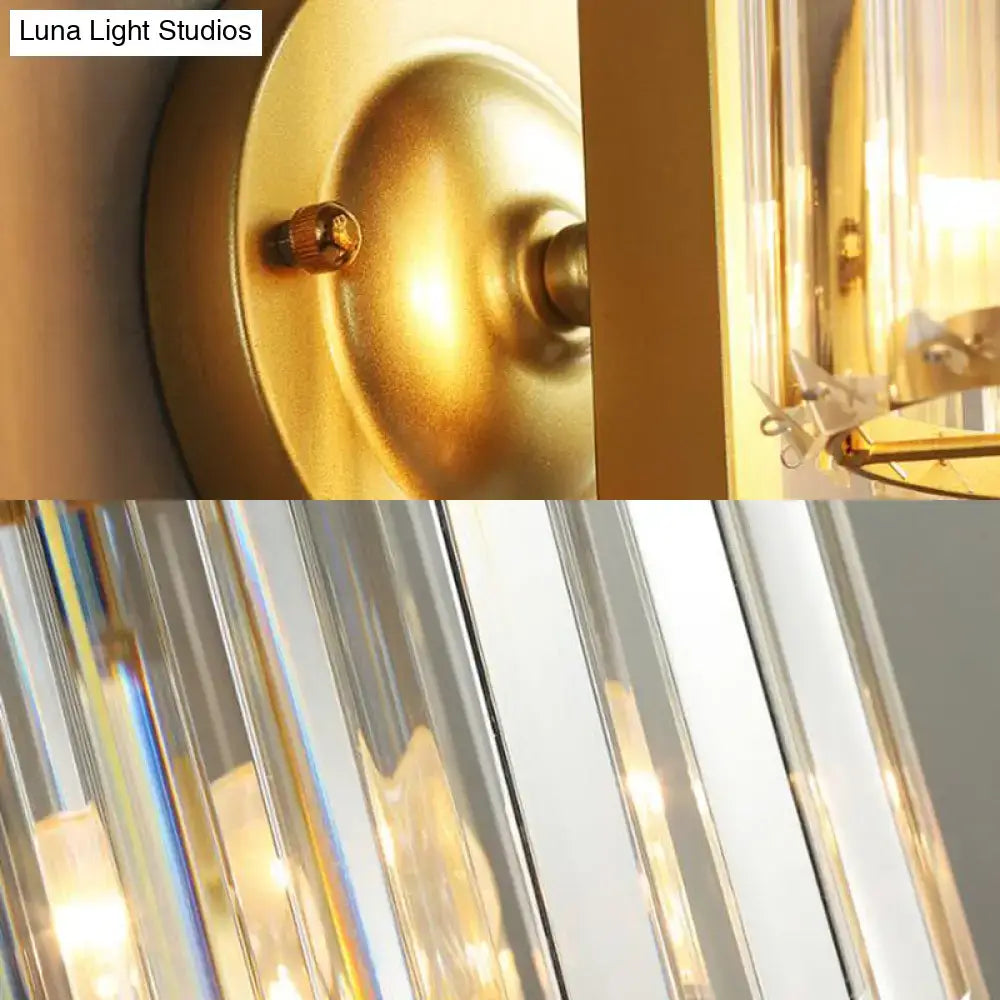Black Gold Crystal Drum Lamp Metal Arm Design