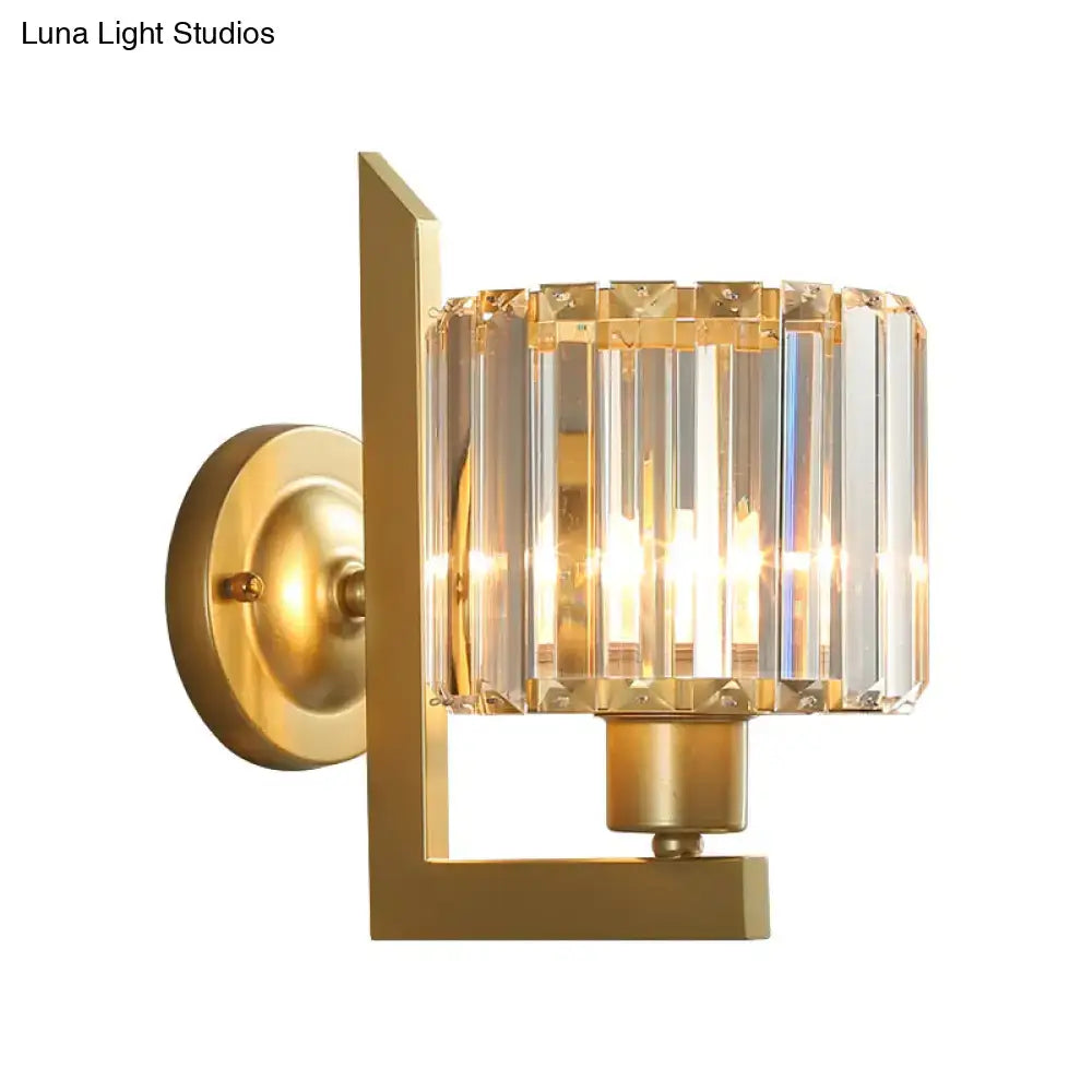 Black Gold Crystal Drum Lamp Metal Arm Design