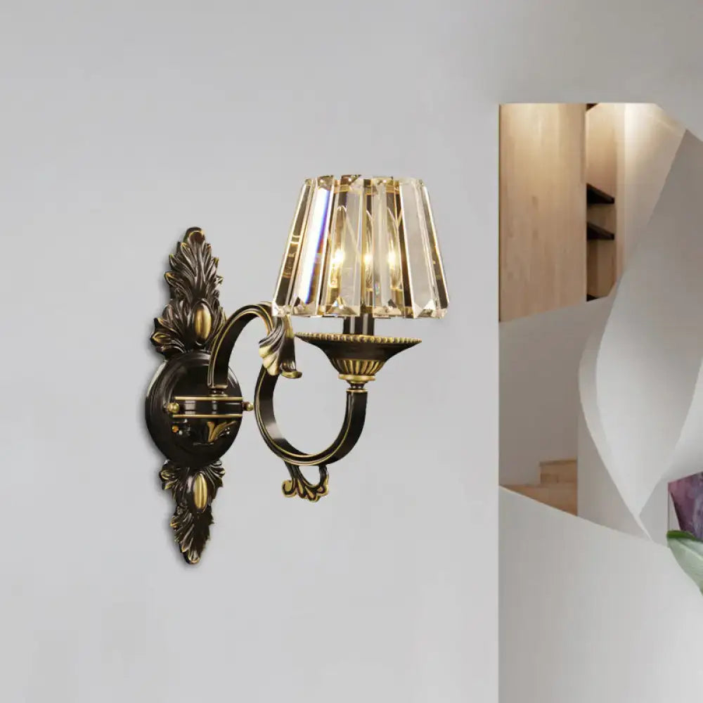 Black Gold Crystal Prism Sconce