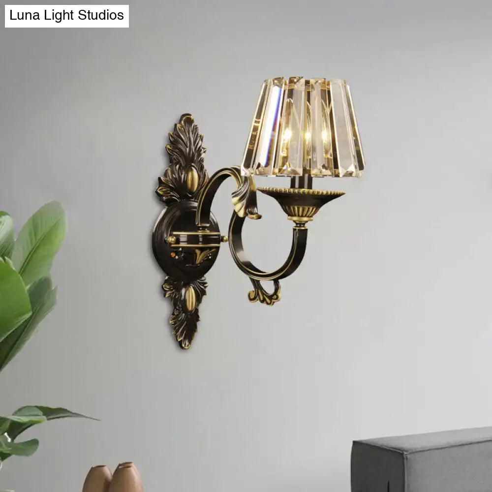 Black Gold Crystal Prism Sconce
