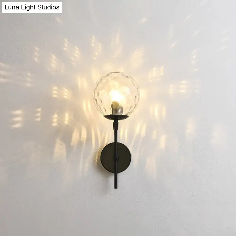 Black Glass Sphere Sconce