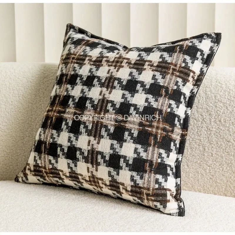 Black White Houndstooth Cushion Cover 45x45cm