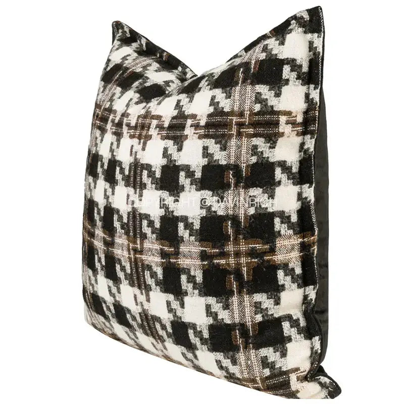 Black White Houndstooth Cushion Cover 45x45cm
