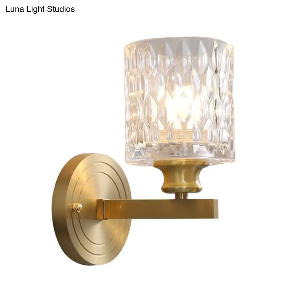 Gold Cylindrical Glass Sconce