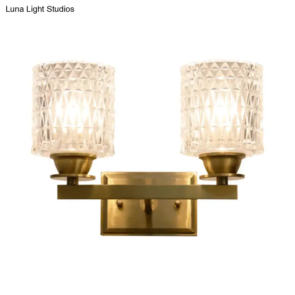Brass Lattice Glass Wall Light