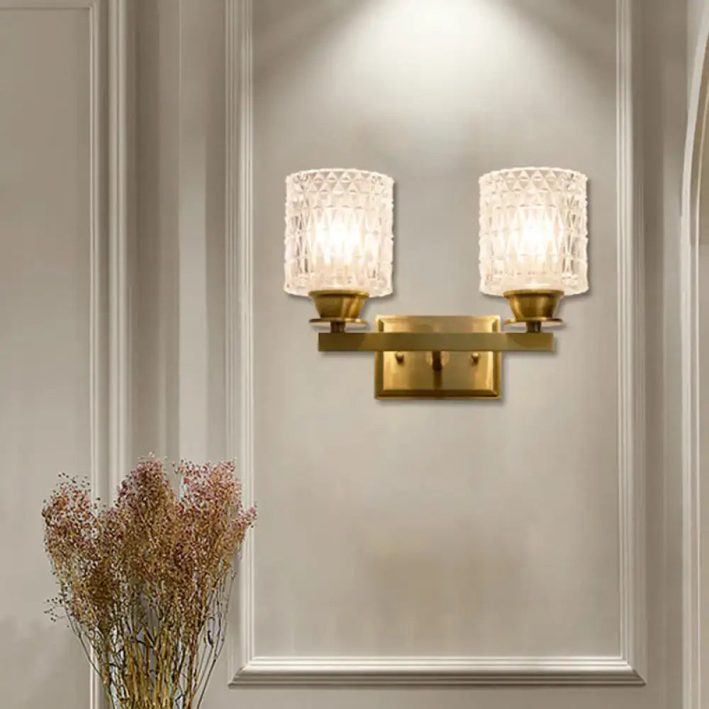 Brass Lattice Glass Wall Light