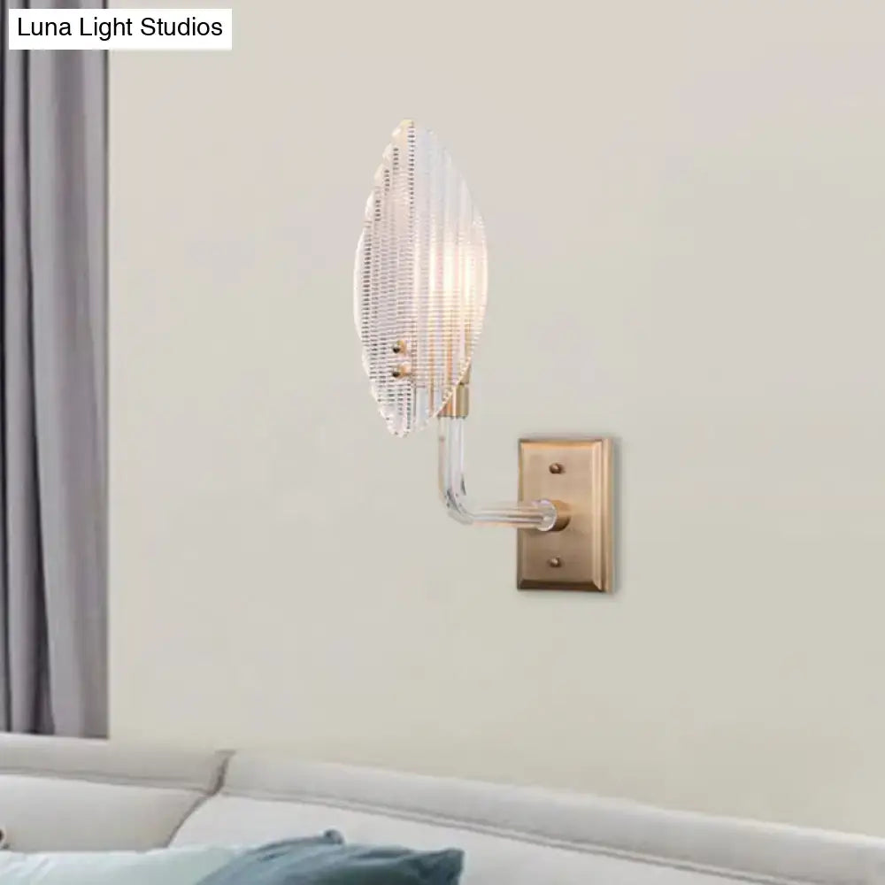 Brass Leaf Textured Glass Sconce 1-2 Light