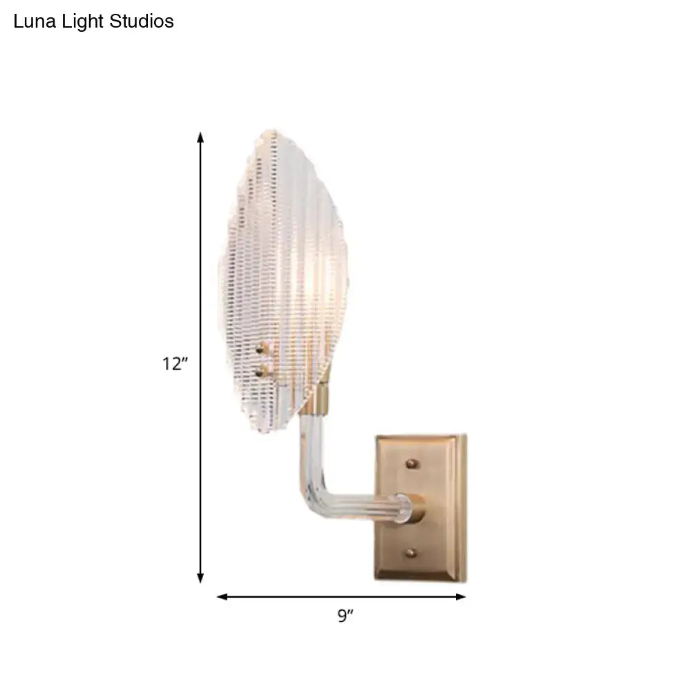 Brass Leaf Textured Glass Sconce 1-2 Light