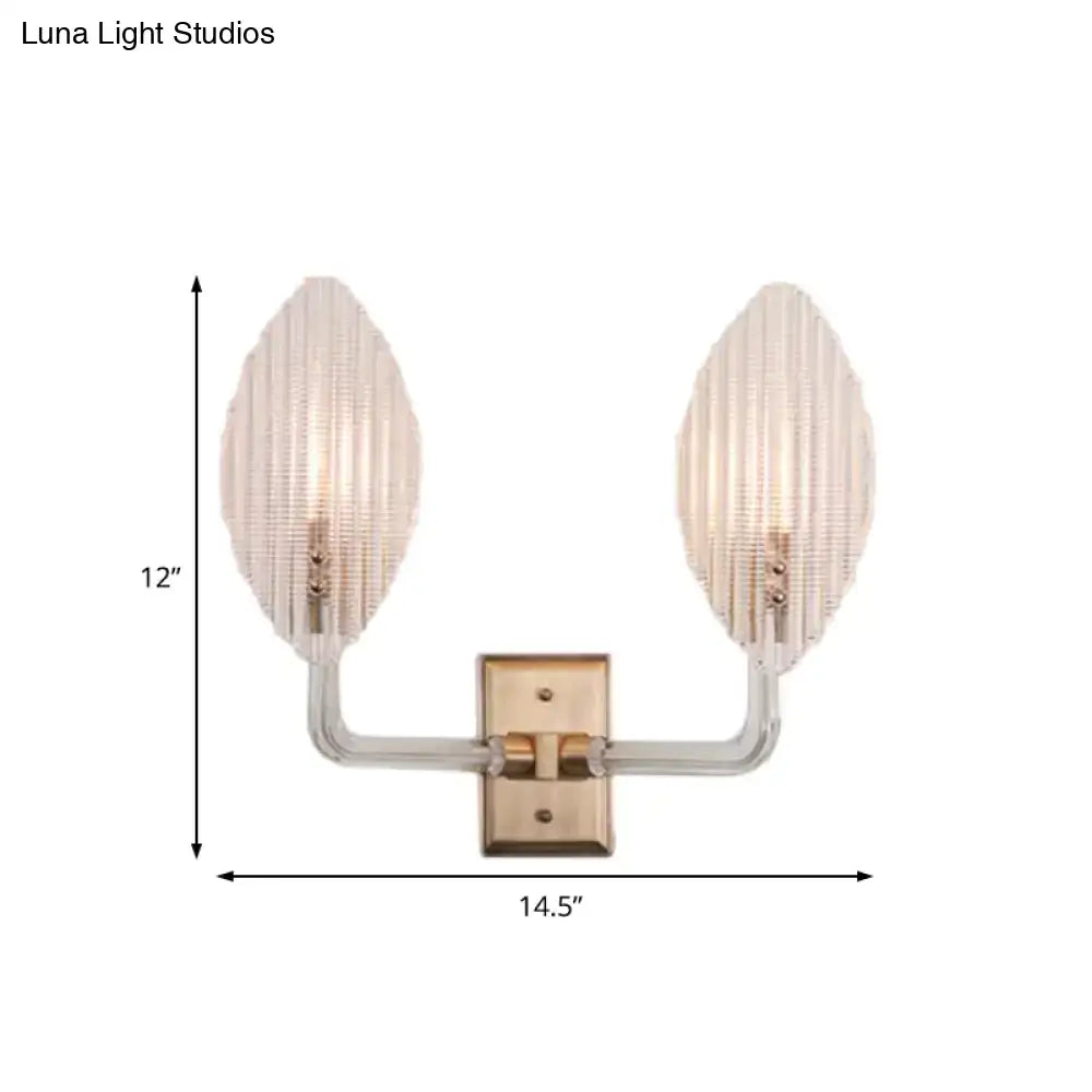Brass Leaf Textured Glass Sconce 1-2 Light