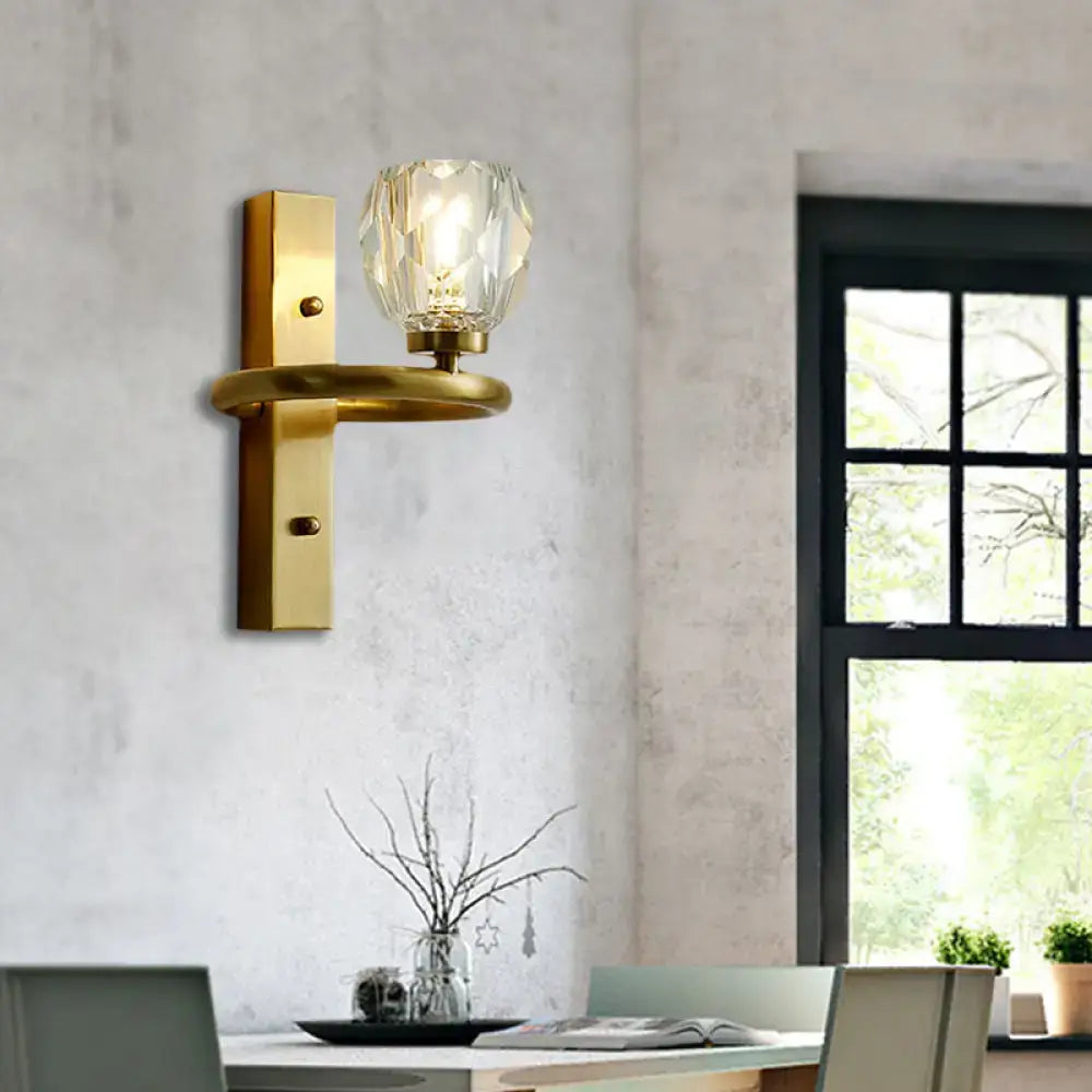 Brass Crystal Shade Sconce