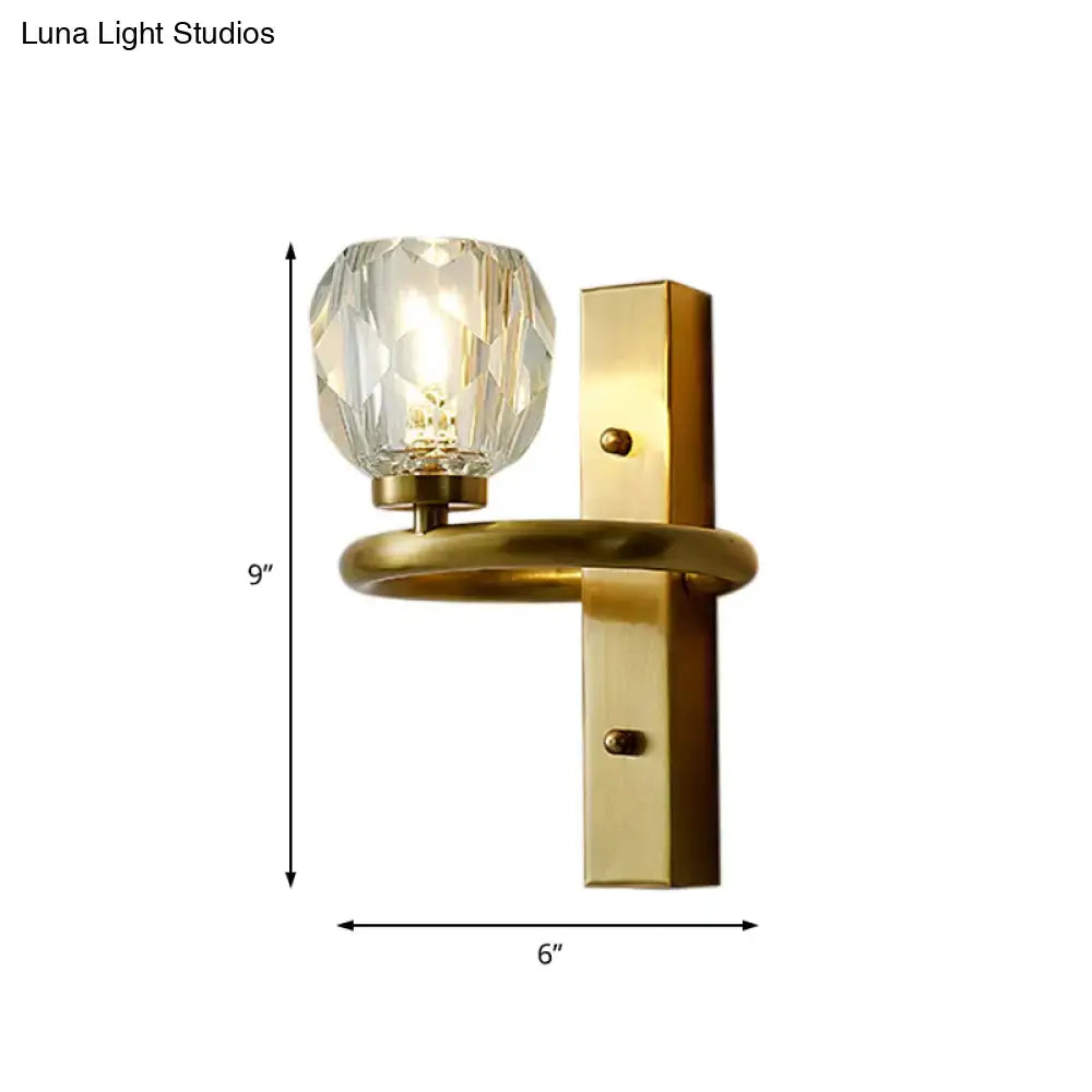 Brass Crystal Shade Sconce