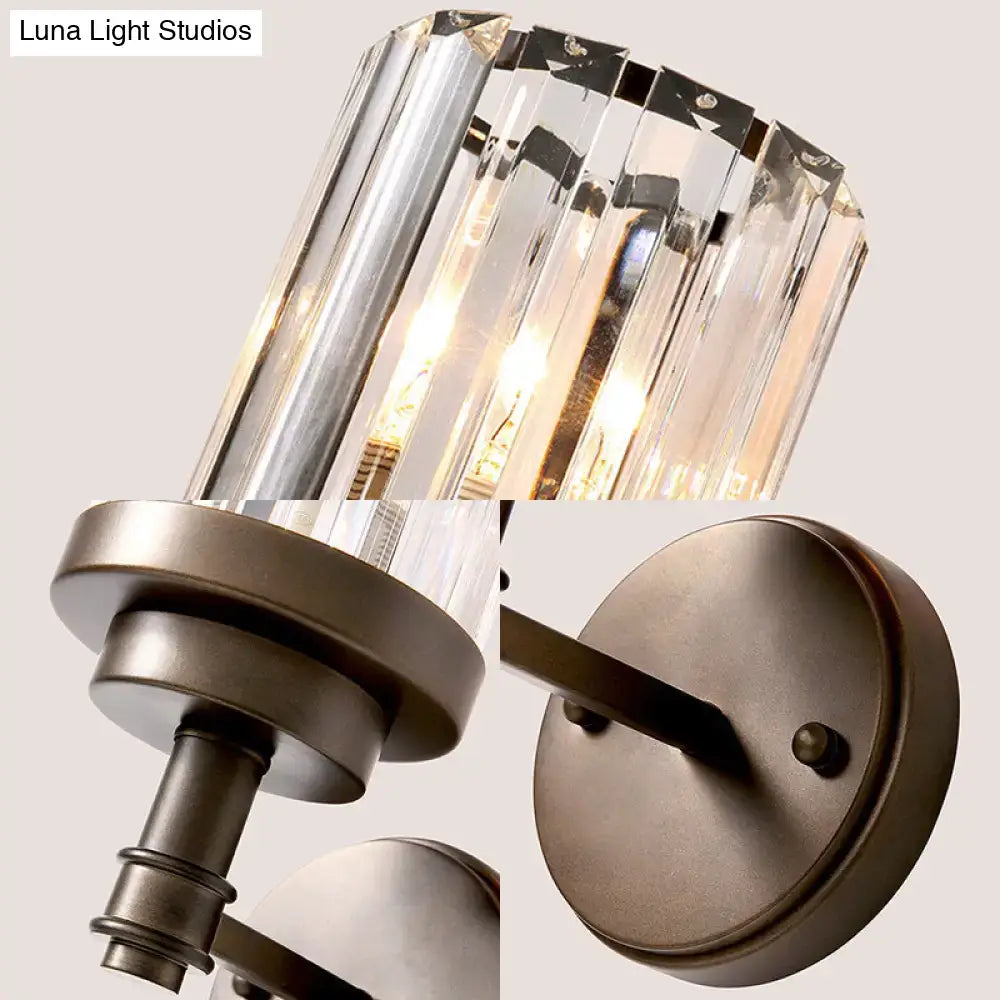 Bronze Ribbed Crystal Sconce