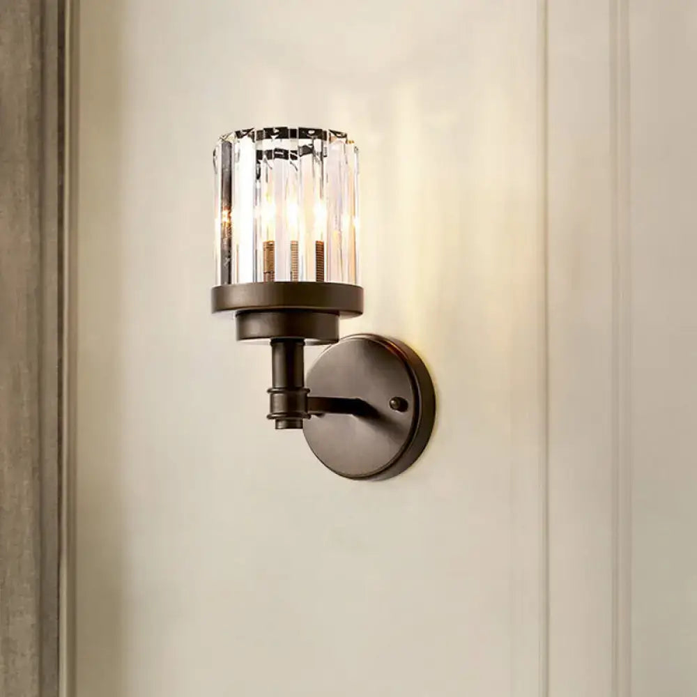 Bronze Ribbed Crystal Sconce