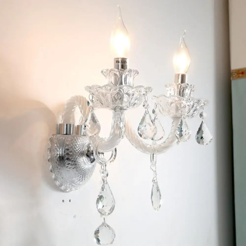 Clear Crystal Faceted Wall Sconce