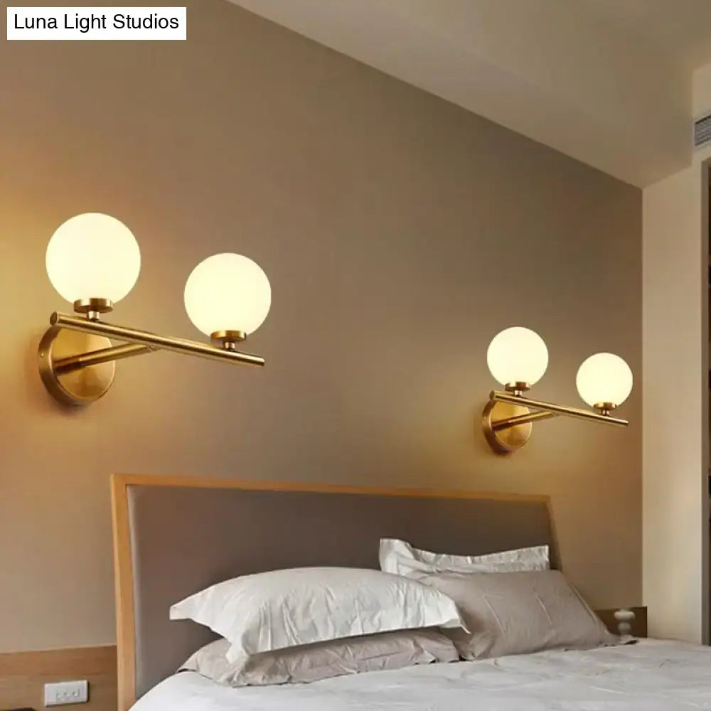 Gold White Glass Wall Light