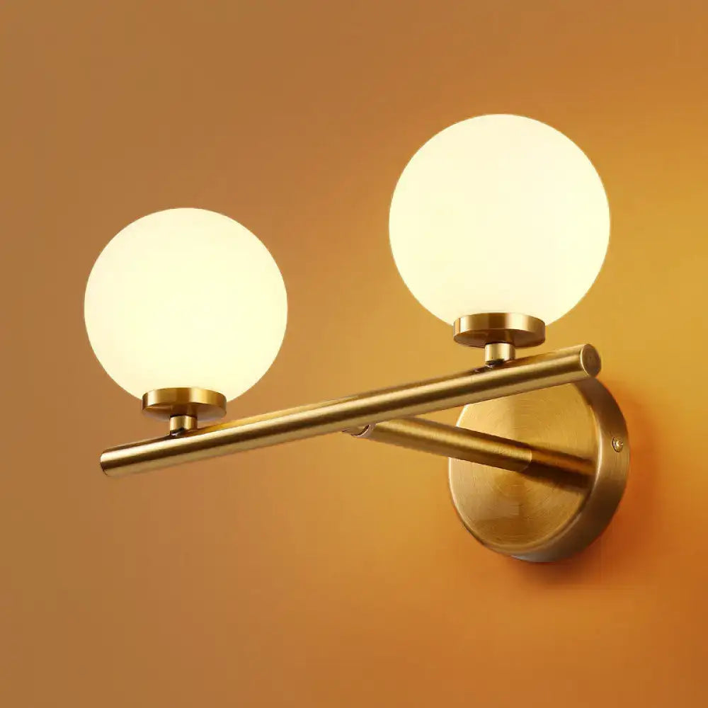 Gold White Glass Wall Light