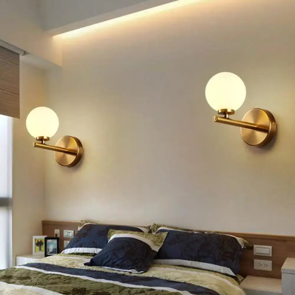 Gold White Glass Wall Light