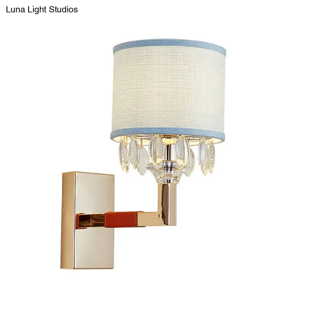 Gold Crystal Fabric Shade Sconce Dining Area