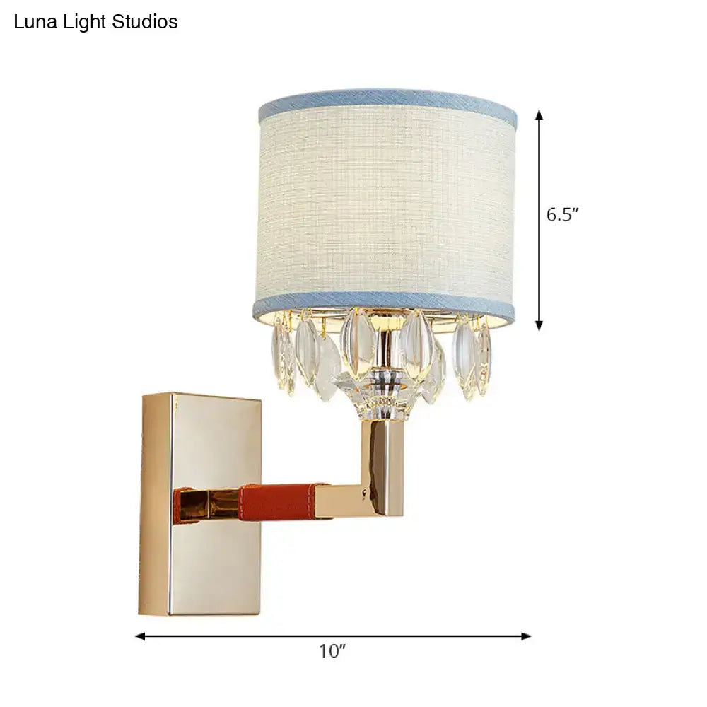Gold Crystal Fabric Shade Sconce Dining Area