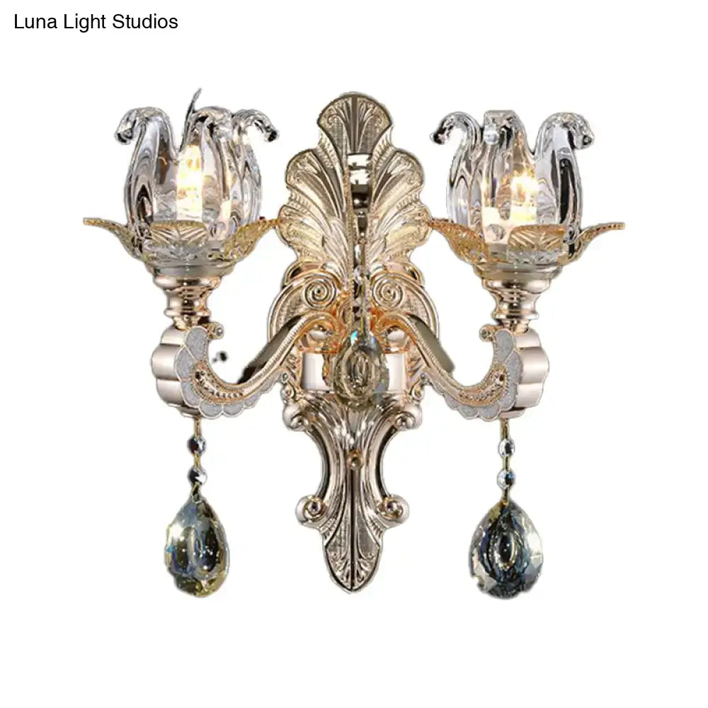 Gold Crystal Drop Lamp
