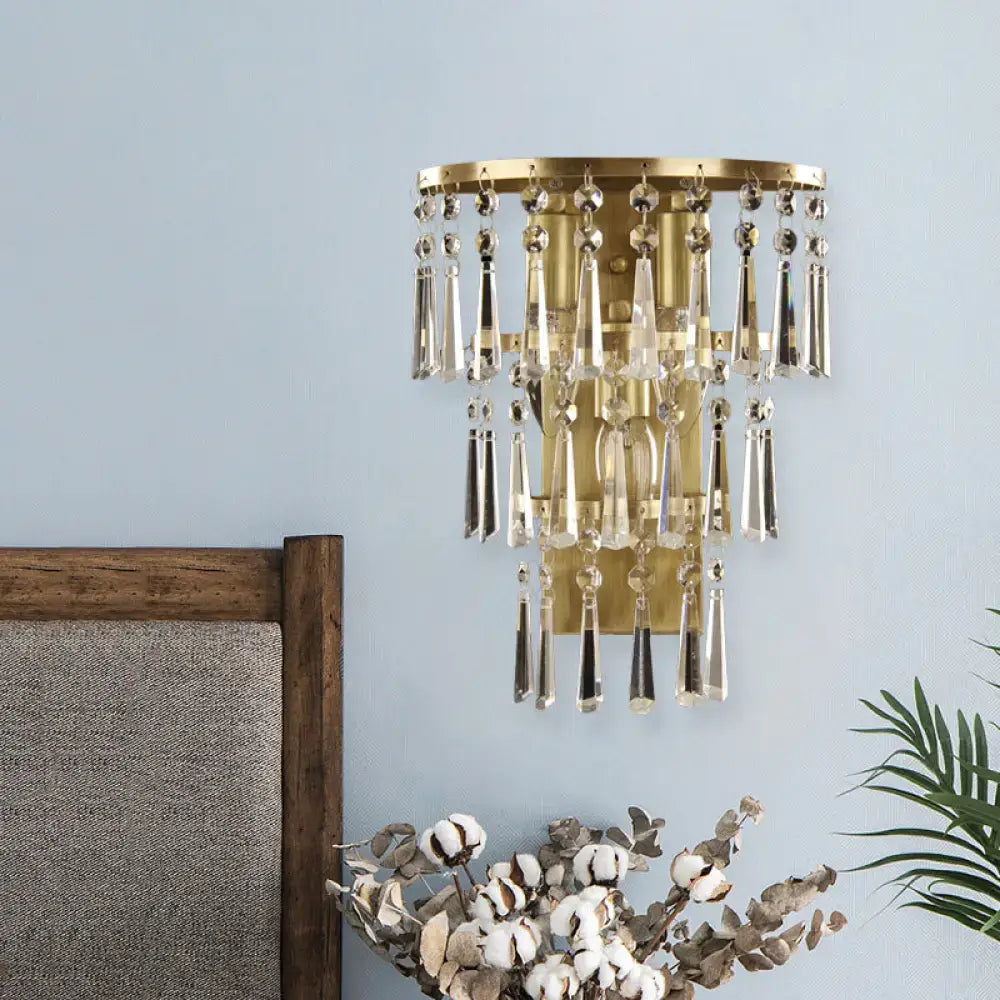 Brass Crystal Tiered Sconce