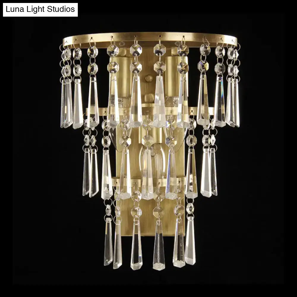 Brass Crystal Tiered Sconce