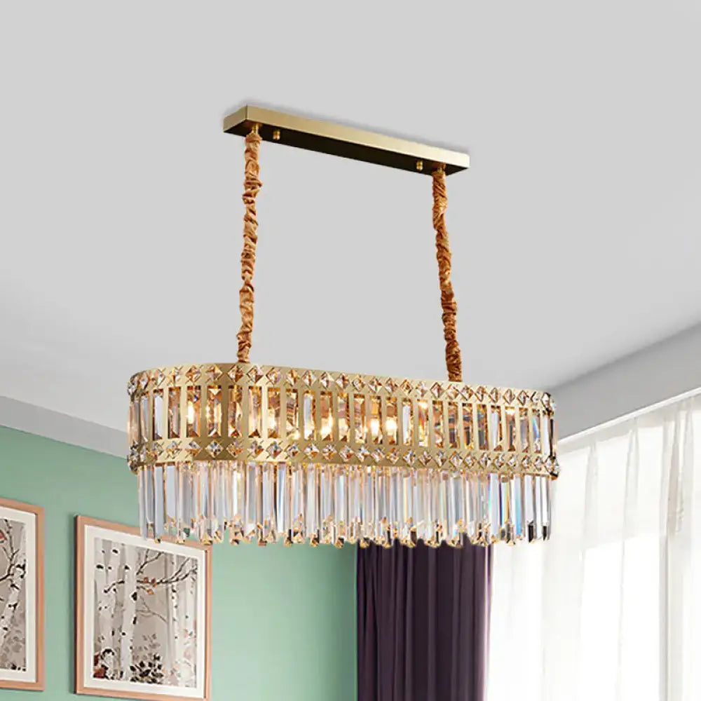 Gold Crystal Elongated Pendant Light