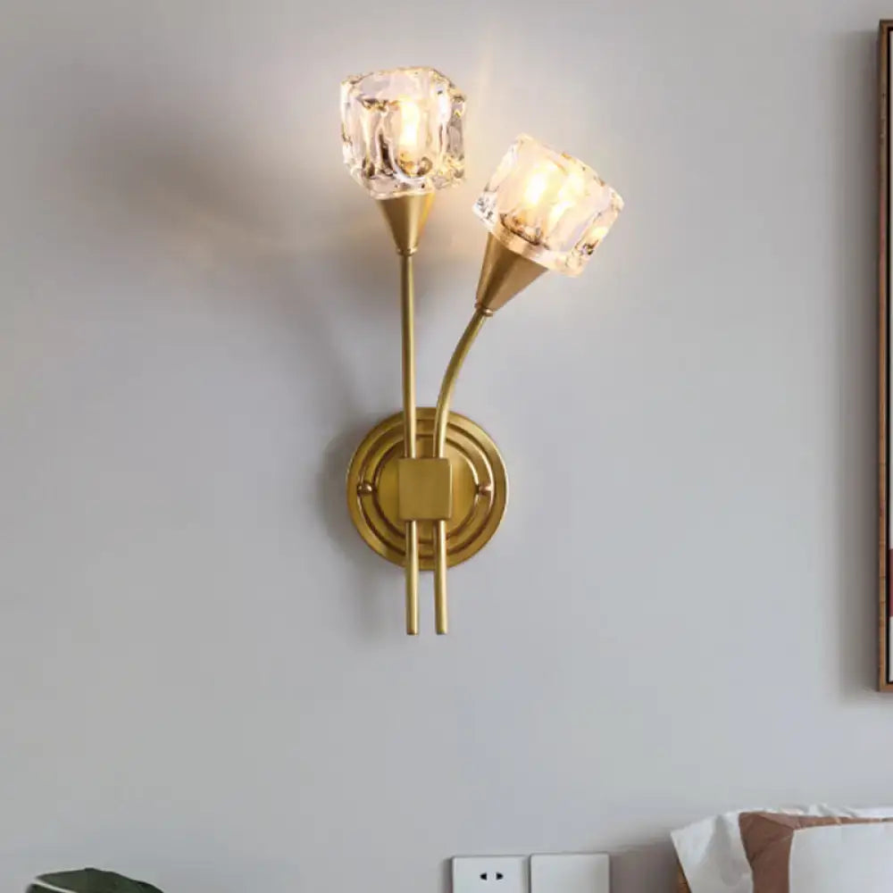 Gold Cube Crystal Sconce